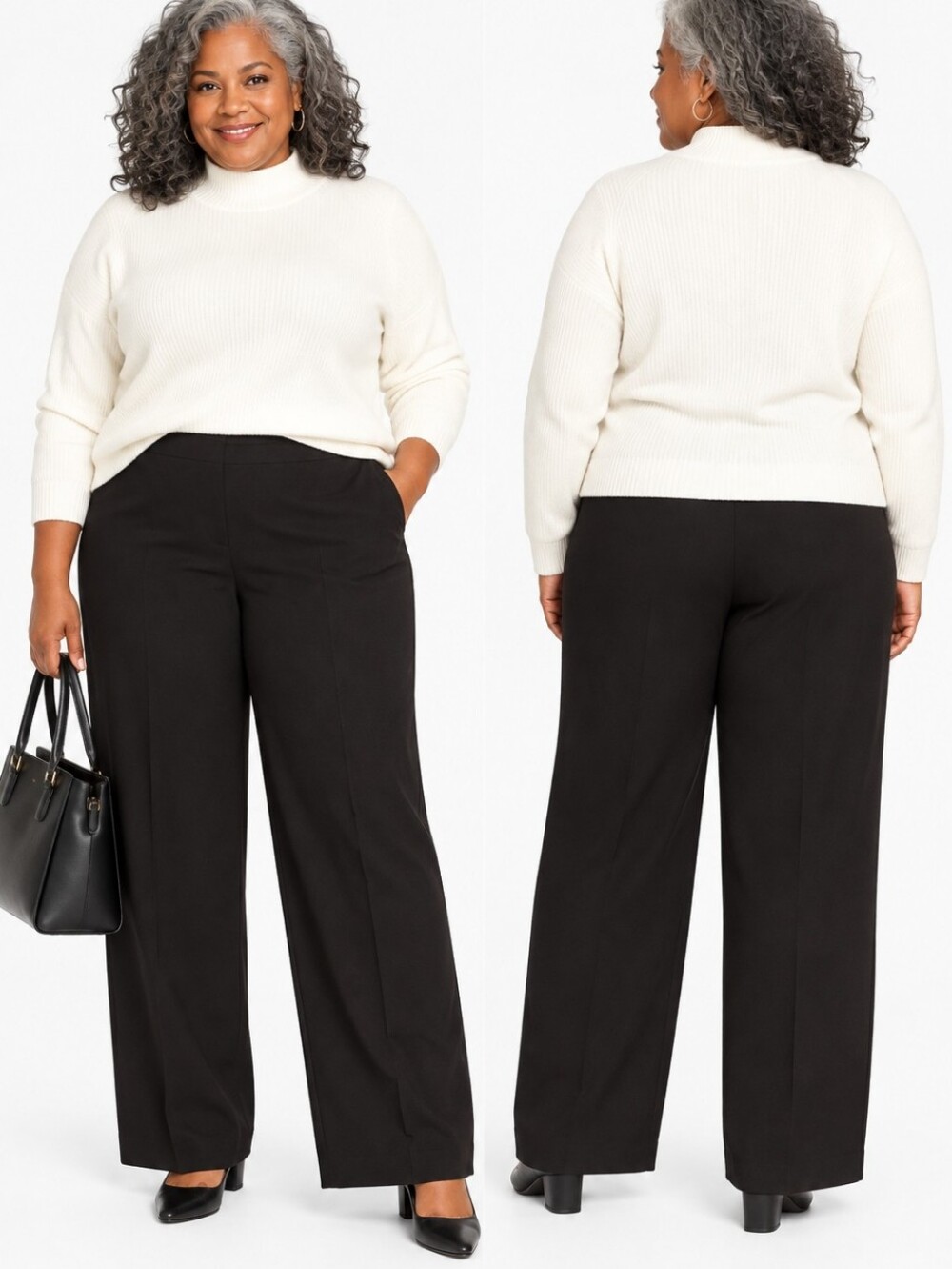 Chic Classic Women's Black Long Length Elastic Waist Pull-on Pants Sz 2X